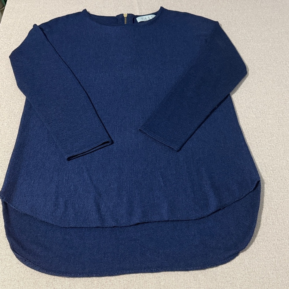 Joan Vass Navy Blue Long Sleeve Tunic Sweater SZM - Picture 14 of 15